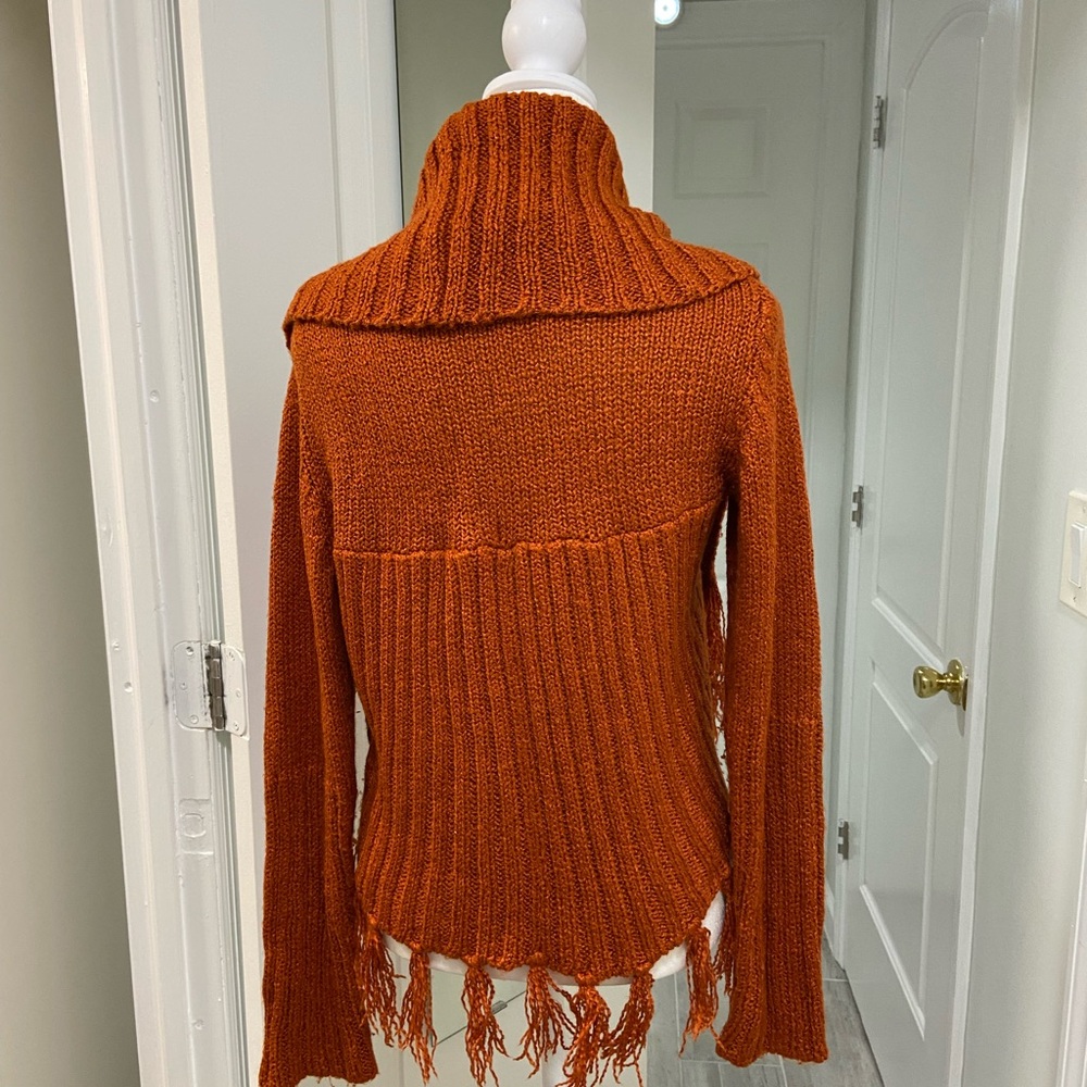 Women's Orange Fringe Sweater - Picture 3 of 7